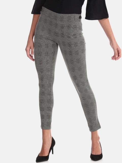 

ELLE Women Black and White Checked Treggings