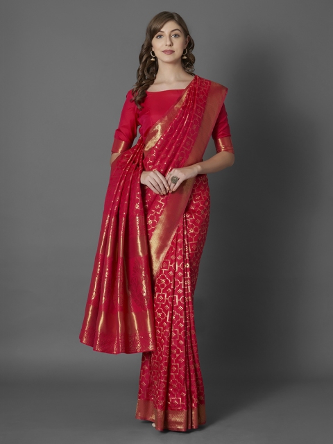

Mitera Pink Silk Blend Woven Design Banarasi Saree