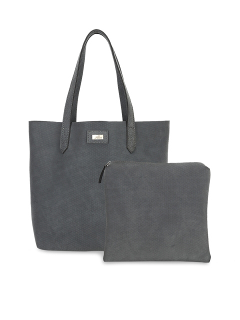 

yelloe Women Grey Solid Set of 2 Tote Bag