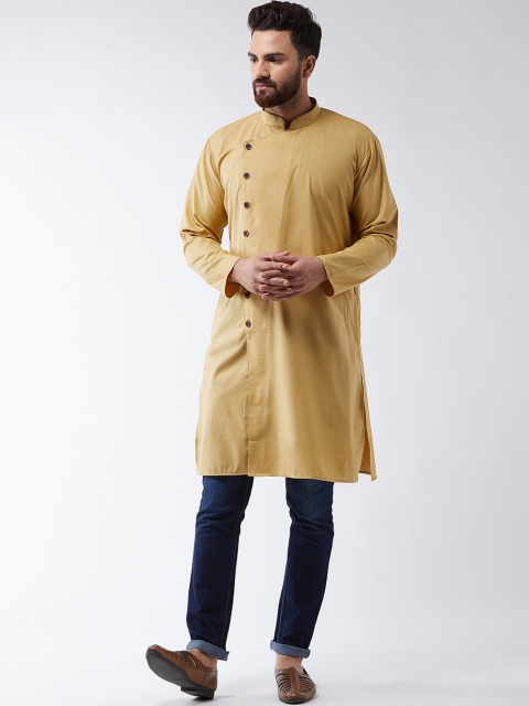 

SOJANYA Men Gold-Coloured Solid Straight Kurta