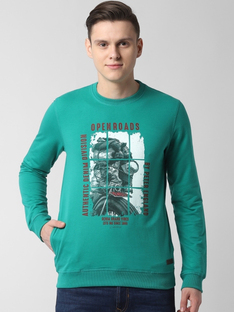 

Peter England Casuals Men Green Printed Sweatshirt