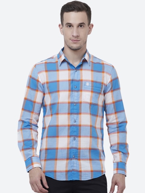 

Mufti Men Blue & White Slim Fit Checked Casual Shirt