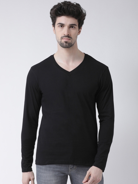 

Friskers Men Black Solid V-Neck T-shirt