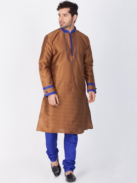 

VASTRAMAY Men Brown Solid Kurta with Churidar