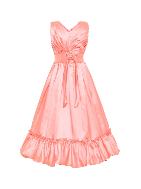 

Aarika Girls Solid Peach-Coloured Maxi Dress