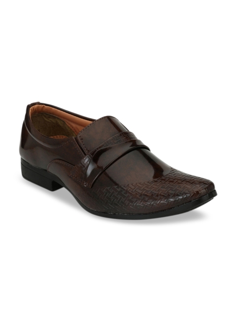 

Ferraiolo Men Brown Textured Formal Slip-Ons
