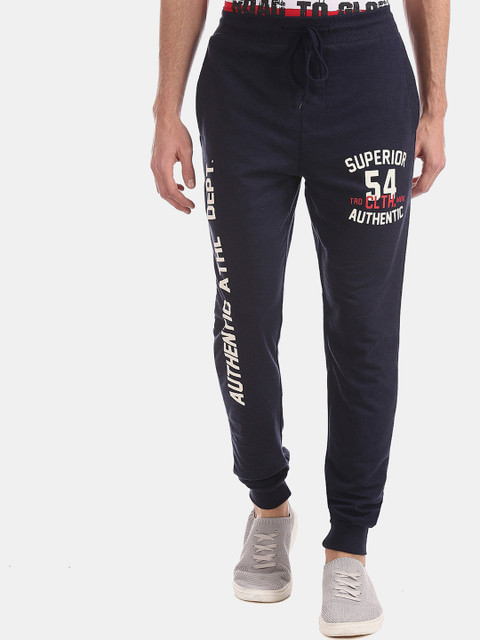 

Colt Men Navy Blue Printed Straight Fit Joggers