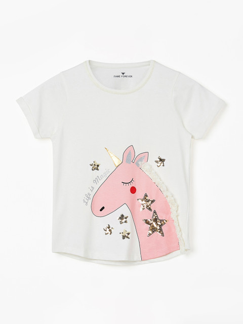 

Fame Forever by Lifestyle Girls Off-White Printed Top