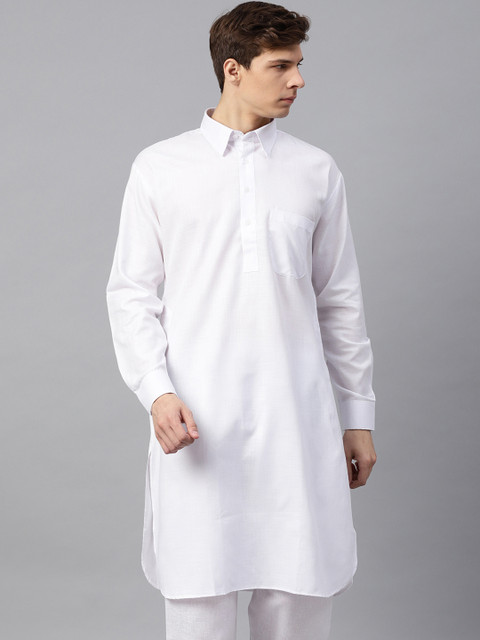 

SOJANYA Men White Solid Straight Kurta