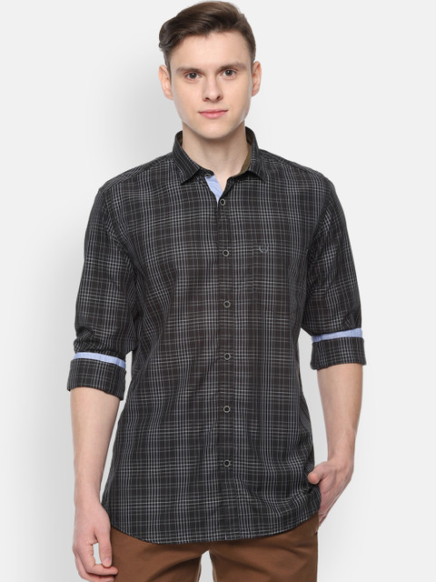 

Van Heusen Sport Men Black & Grey Slim Fit Checked Casual Shirt