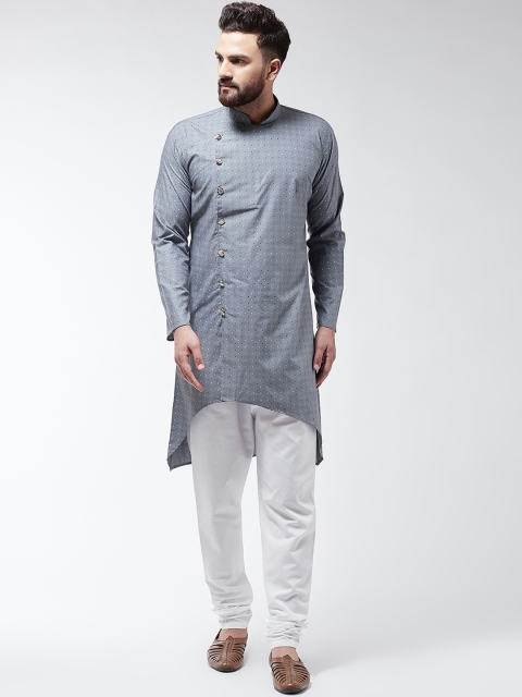 

SOJANYA Men Grey & White Printed Kurta with Churidar