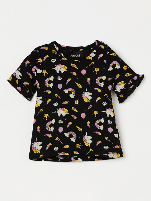 

Juniors by Lifestyle Girls Black Printed A-Line Top