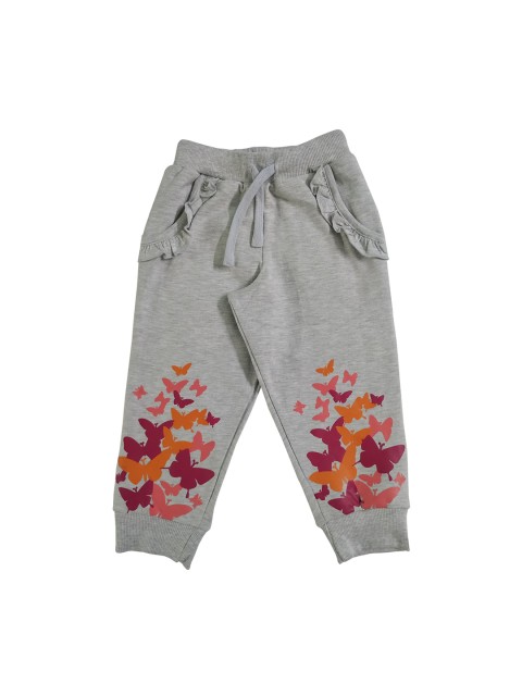 

KiddoPanti Girls Grey & Orange Printed Joggers