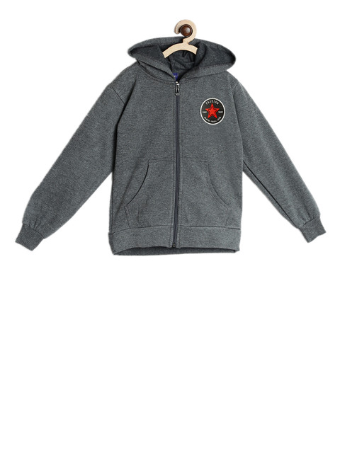 

SWEET ANGEL Girls Grey Melange Solid Hooded Sweatshirt