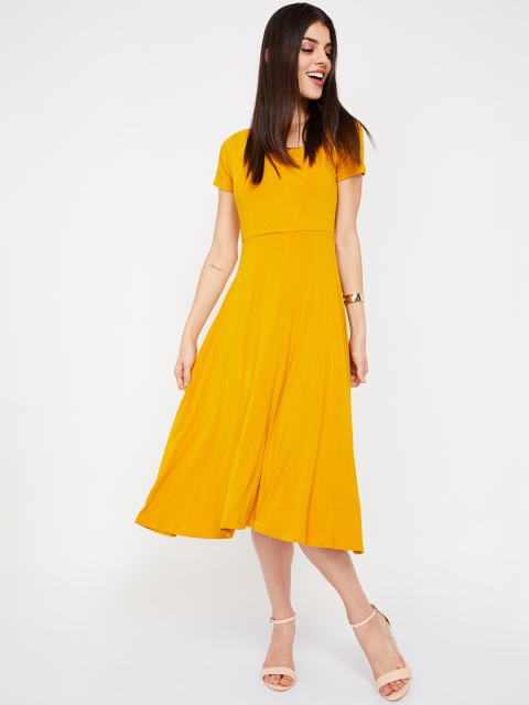

CODE by Lifestyle Women Solid Yellow Fit and Flare Dress