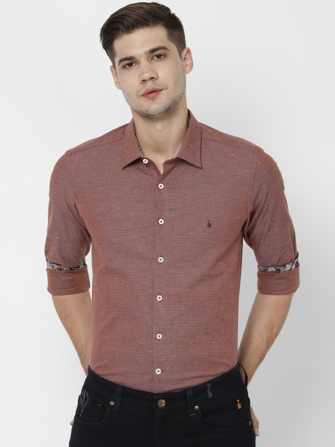 SIMON CARTER LONDON Men Brown Slim Fit Solid Casual Shirt