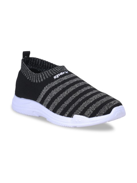 

Sparx Women Black Striped Slip-On Sneakers