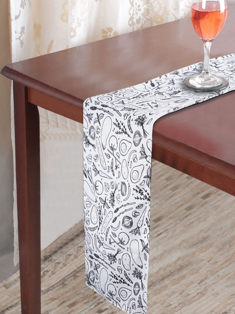

HOUZZCODE White & Black Printed Table Runner