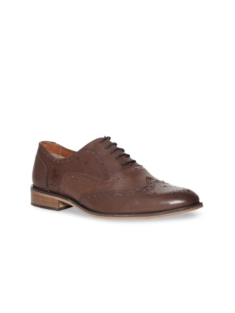 

U.S. Polo Assn. Men Brown Solid Leather Brogues