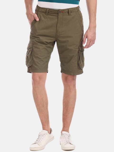 

Cherokee Men Green Solid Slim Fit Cargo Shorts