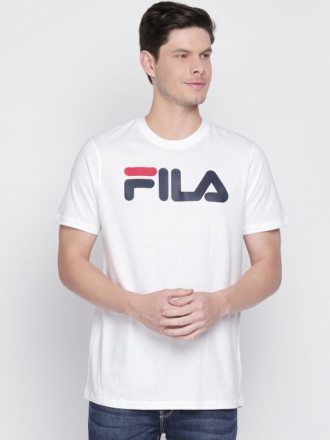 

FILA Men White Printed Round Neck T-shirt