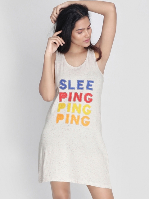 

Clt.s Women Off-White Printed Sleep Shirt