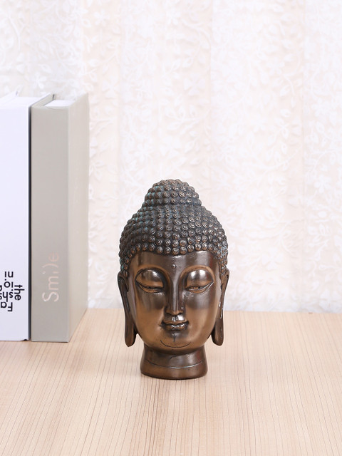 

TAYHAA Brown Resin Buddha Head Showpiece