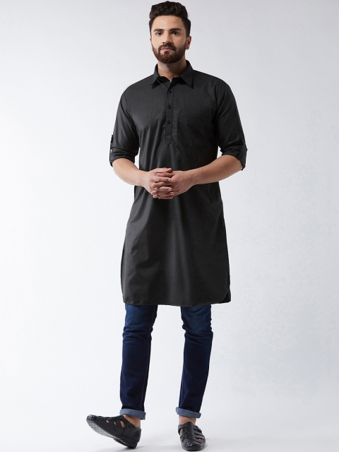 

SOJANYA Men Black Solid Pathani Kurta