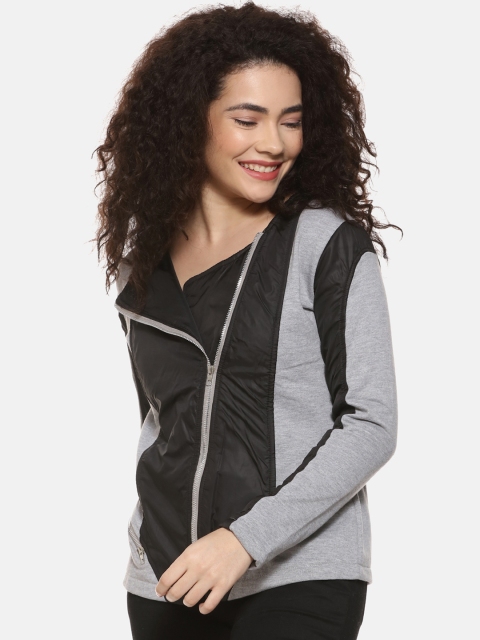 

Campus Sutra Women Grey & Black Colourblocked Tailored Jacket