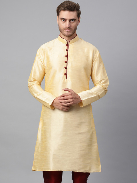

SOJANYA Men Gold-Toned Solid Straight Kurta