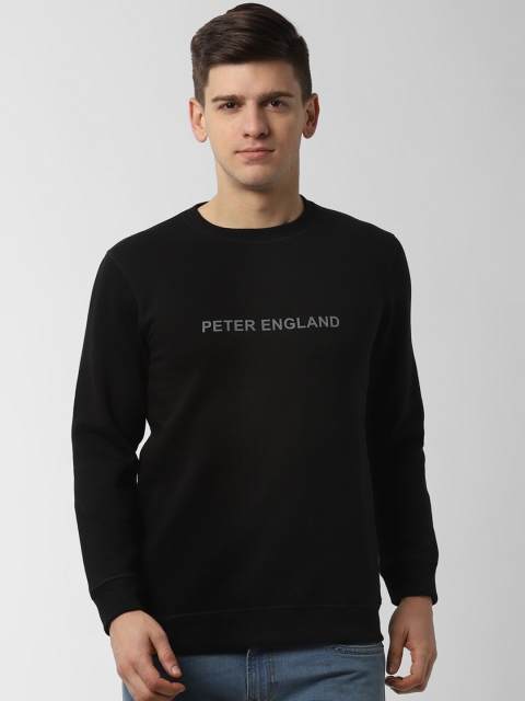 Peter England Casuals Men Black Solid Sweatshirt
