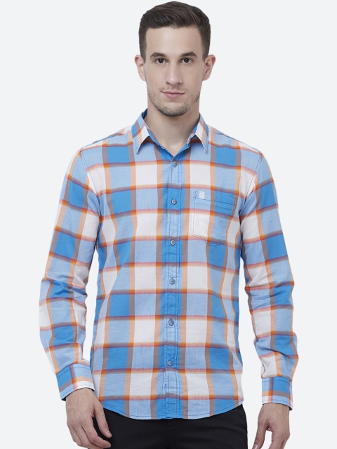 

Mufti Men Blue & Off-White Slim Fit Checked Casual Shirt