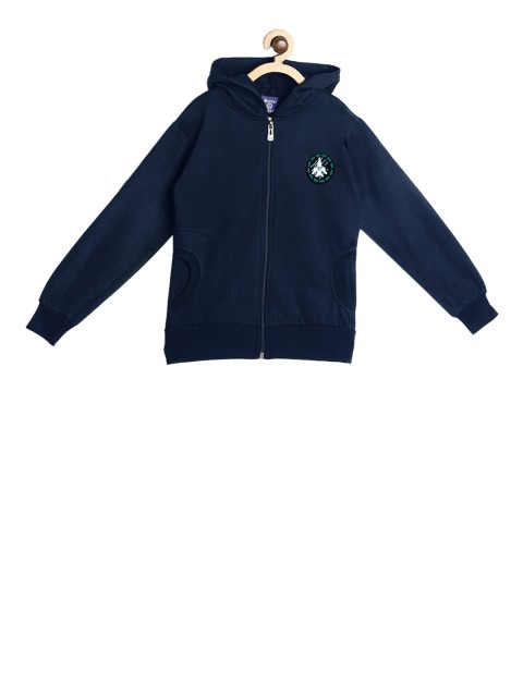 

SWEET ANGEL Boys Navy Blue Solid Hooded Sweatshirt