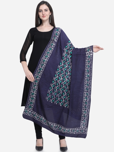 

Satrani Women Navy Blue Batik Printed Dupatta
