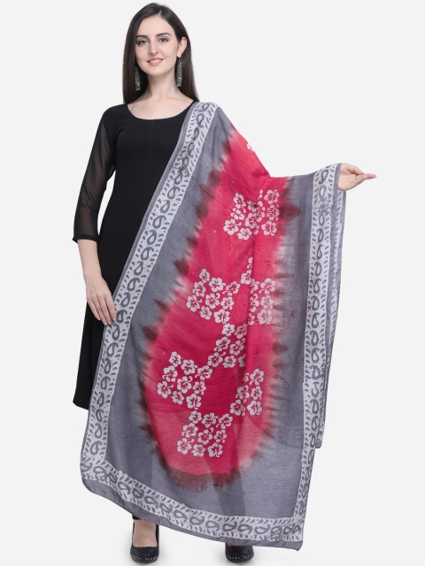 

Satrani Women Grey & Pink Batik Printed Dupatta