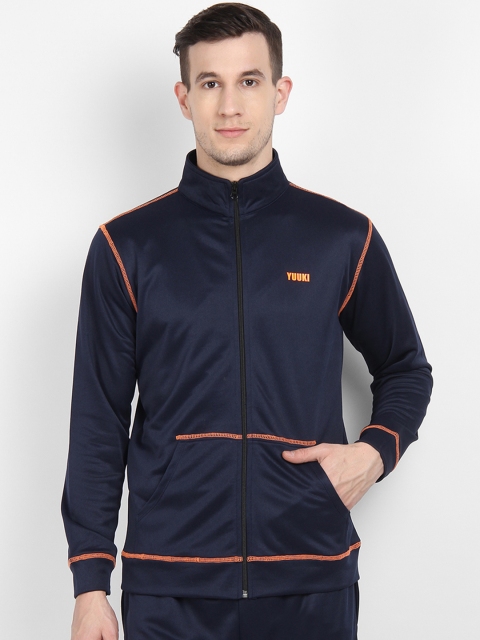 

Yuuki Men Navy Blue Solid Sporty Jacket