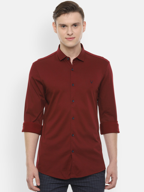 

Allen Solly Men Maroon Slim Fit Self Design Casual Shirt