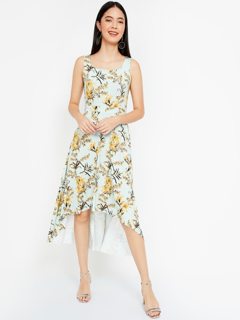 

CODE by Lifestyle Women Floral Print Turquoise Blue Fit and Flare Dress