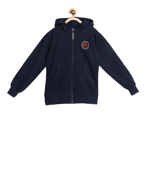

SWEET ANGEL Boys Navy Blue Solid Hooded Sweatshirt