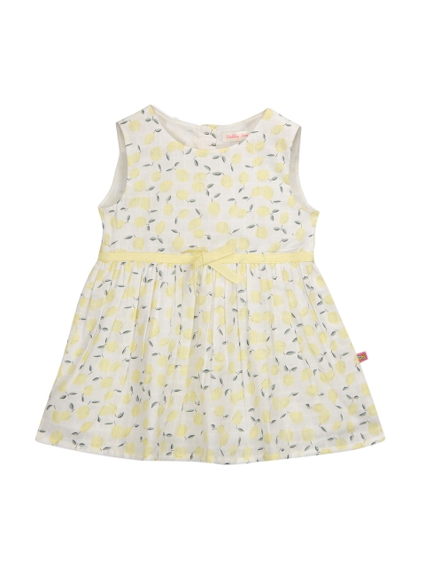 

Budding Bees Girls Yellow Lemon Print Fit and Flare Dress