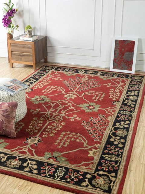 

Jaipur Rugs Red & Black Printed Hand Tufted Anti-Skid Carpet, Multi