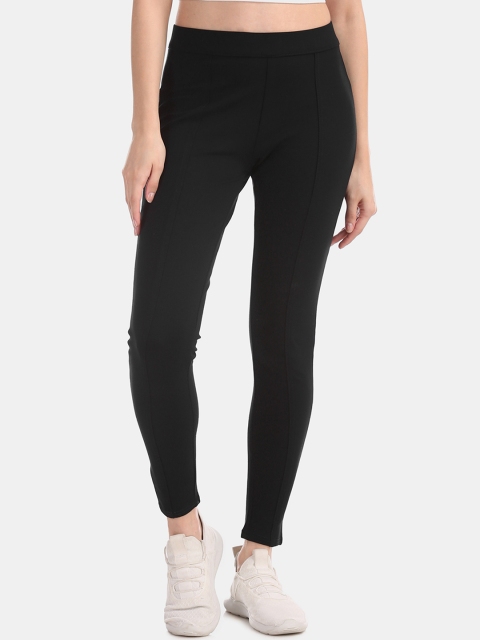 

ELLE Women Navy Blue Solid Knit Treggings