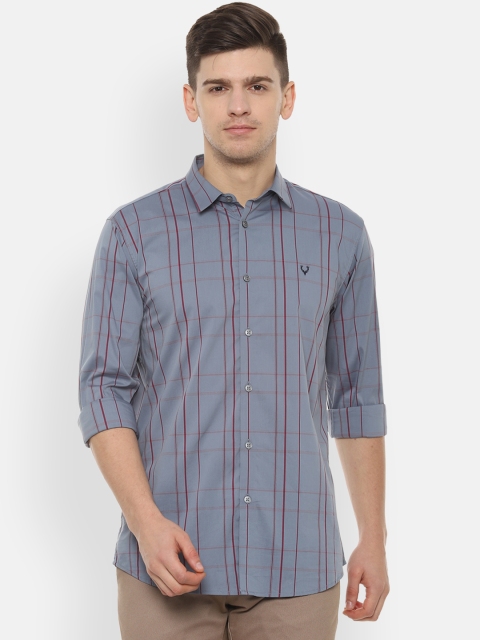

Allen Solly Men Grey Slim Fit Checked Casual Shirt
