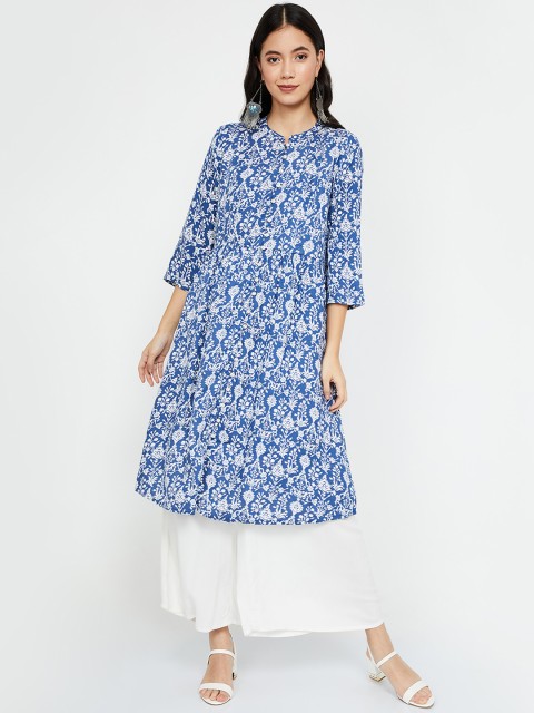 

Melange by Lifestyle Women Blue & White Printed A-Line Kurta
