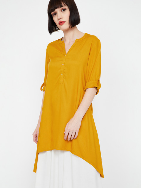 

Melange by Lifestyle Women Mustard Yellow Solid A-line Kurti