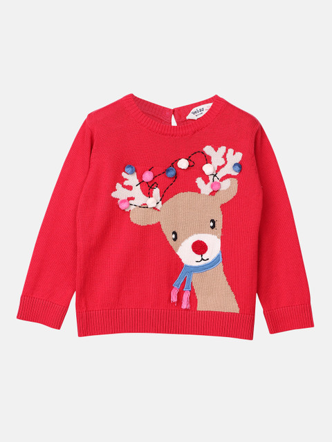 

Beebay Girls Red Printed Sweater