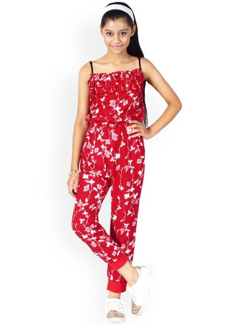 

naughty ninos Girls Maroon & White Printed Basic Jumpsuit