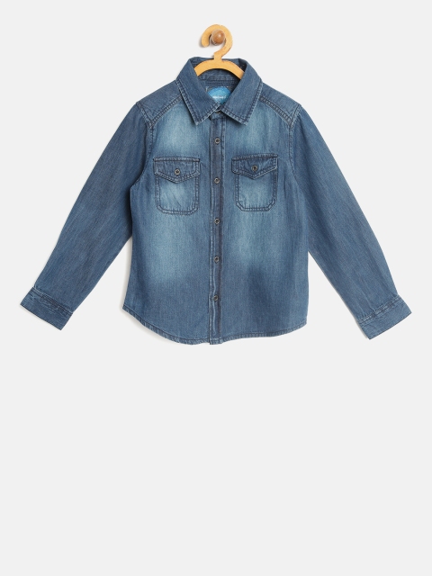

Nauti Nati Boys Blue Regular Fit Faded Casual Denim Shirt