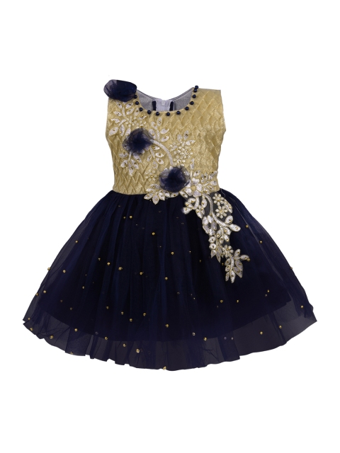 

Wish Karo Girls Embellished Navy Blue Fit and Flare Dress
