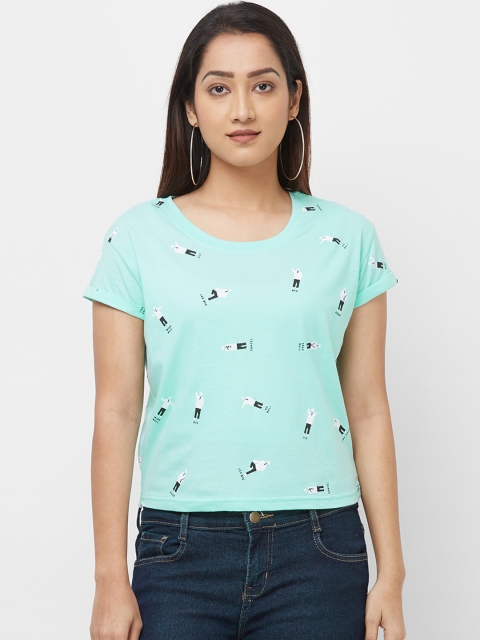 

Imagica Women Lime Green Printed Round Neck T-shirt